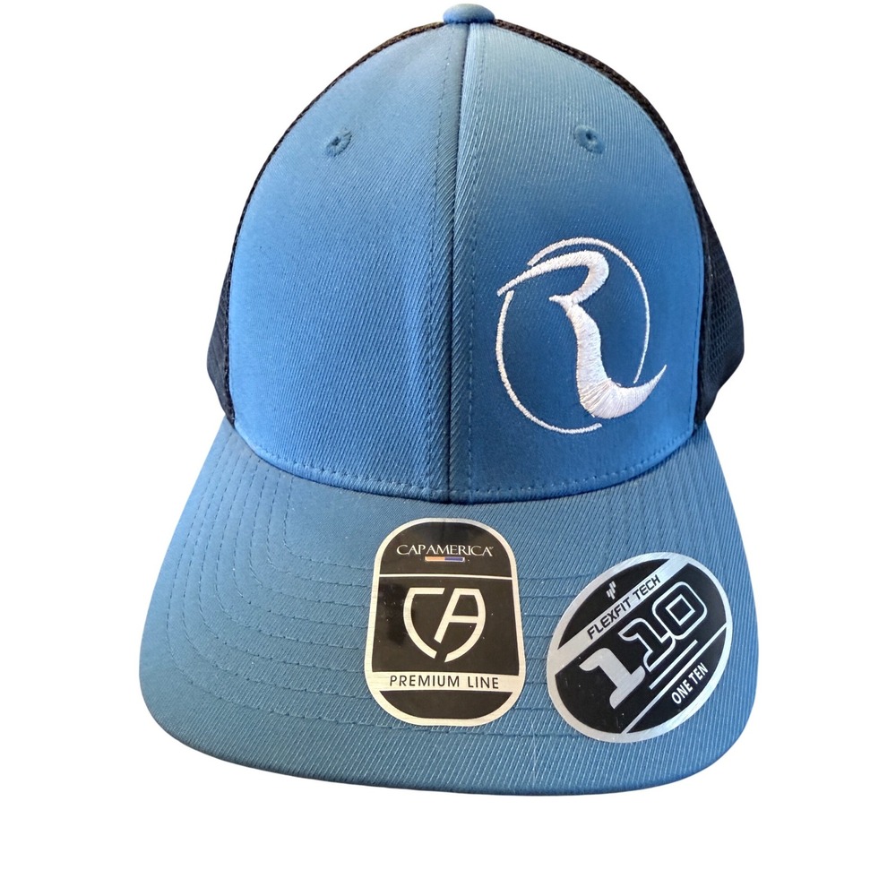 Cap America 8502 Flexfit 110 Trucker Hat Blue‎ Charcoal Grey Snapback OSFM NEW